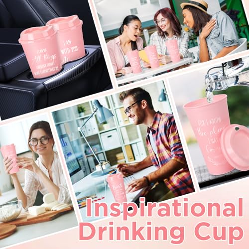 Skylety 48 Pack Christian Gift 16oz Bible Verse Travel Cups, Pink - color: Pink