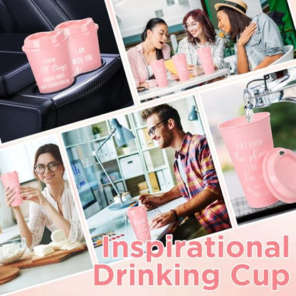 Skylety 48 Pack Christian Gift 16oz Bible Verse Travel Cups, Pink - color: Pink