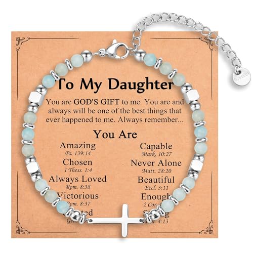 Religious Cross Bracelet for Women Girls, Christian Gifts - color: Daughter