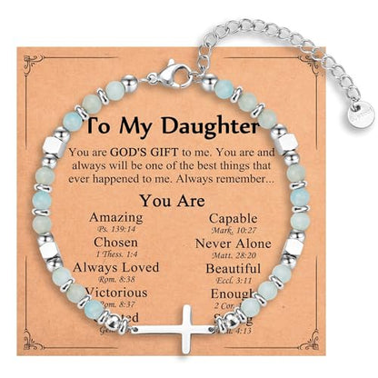 Religious Cross Bracelet for Women Girls, Christian Gifts - color: Daughter