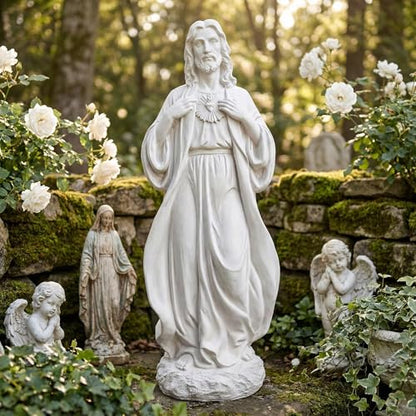Sacred Heart of Jesus Statue 24.4'' H Large Outdoor Statues - color: Sacred Heart of Jesus (24.4 Inch)