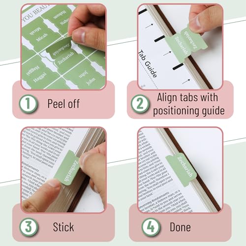 Mr. Pen- Laminated Bible Tabs, 75 pcs, Easy-to-Read & Apply - color: Sage Green