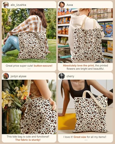 Miss Adola Canvas Tote Bag with Zipper for Women - color: Leopard Print