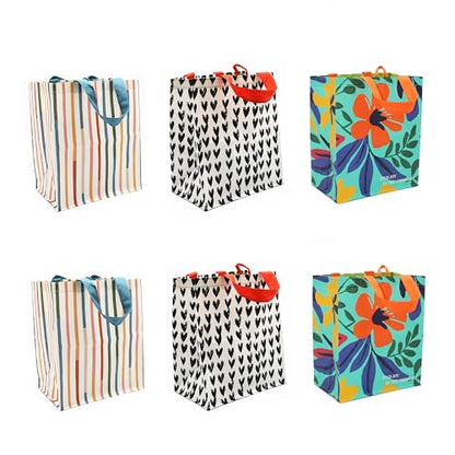 Earthwise Reusable Grocery Bags – Gift Totes, Foldable & Water‑Resistant Shopping Bags, Durable Multi‑Use Eco Bags with Spring Designs (6 Pack)