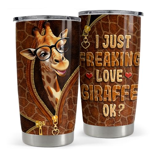 SANDJEST Giraffe Tumbler 20oz Stainless Steel Insulated Coffee Travel Mug Cup for Women Girls Giraffe Gifts for Birthday Christmas Mothers Day - color: Giraffe