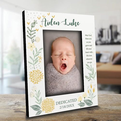 BELLA BUSTA-Personalize -Baptism, Dedication, Confirmation, First Communion Theme Picture Frame-Keepsake from Godparents, Friends, Family-UV Print Frame (Yellow (5x7 Vertical)) - color: Yellow (5x7 Vertical)