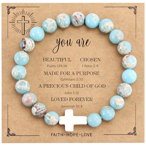 VIBILIA Cross Beaded Bracelets for Women, Birthday Gifts - color: A 1. Cross - Agalmatolite