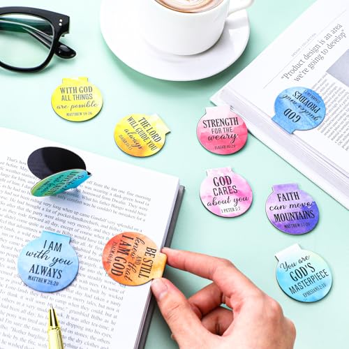 AmazingSpark 100 Pcs Magnetic Bookmarks Bulk Bible Verse Magnet Book Marker Clips Christian Reading Awards for Religious Gifts Students Book Lover Office Classroom - style: Watercolor