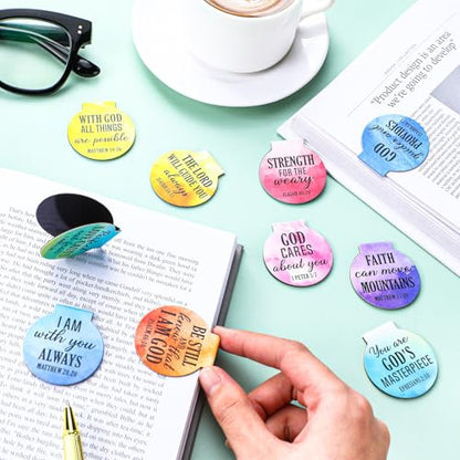 AmazingSpark 100 Pcs Magnetic Bookmarks Bulk Bible Verse Magnet Book Marker Clips Christian Reading Awards for Religious Gifts Students Book Lover Office Classroom - style: Watercolor