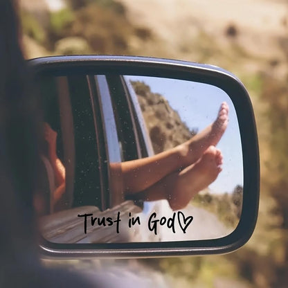 Religious Car Mirror Decal, Trust in God Vinyl Sticker for SUV Truck Van, Waterproof Bible Verse Decoration Easy Peel and Stick Application