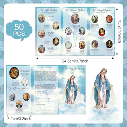 Motiskyy 50 Pcs 9.7 x 6 Inches Rosary Prayer Card Catholic Laminated Card