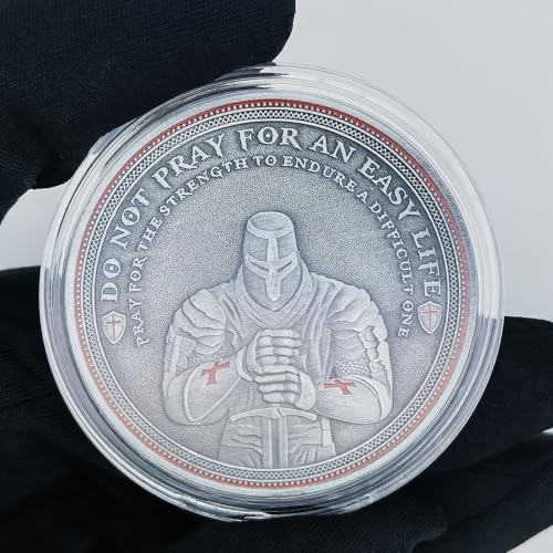 Christian Warrior Challenge Coin - The Knight Templar Coin Red Cross Religious Collection Coin