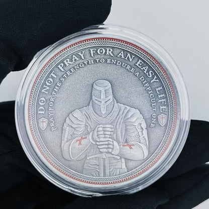 Christian Warrior Challenge Coin - The Knight Templar Coin Red Cross Religious Collection Coin