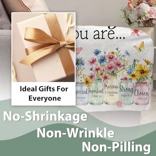 Christian Gifts Flannel Throw Blanket, Inspirational Religious Floral