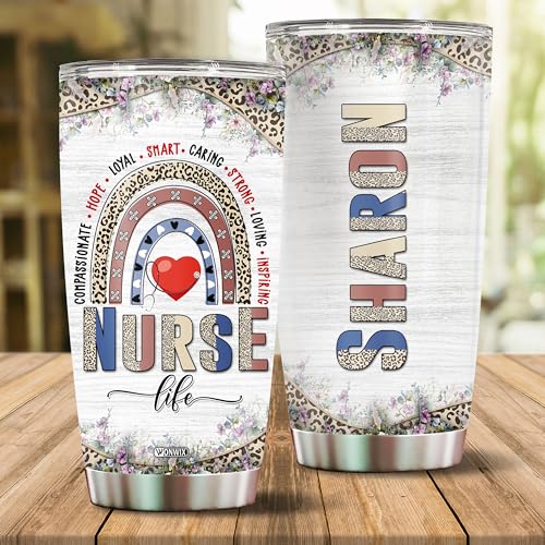 Personalized Nursing Tumbler Nurse Life Appreciation Gifts for Women Nurse Student Insulated Stainless Steel 20oz With Lid Travel Cup Coffee Mug Water Bottle Gift - color: Nurse