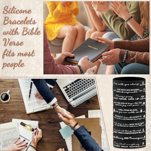 HyDren 36 Sets Bible Verse Bracelets, Religious Gifts Bulk - color: Black