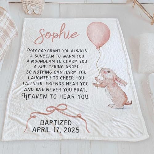 Baptism Blankets for Baby Boy, Personalized Dedication Blanket, Goddaughter Christening Blanket, Baby Girl Baptismal Throw, Dedication Communion Blankets, Catholic Present for Family - color: #Ver11