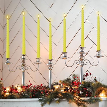 Yellow Spiral Taper Candles, 12 Pack 10 Inch Unscented - color: yellow-10"12pcs