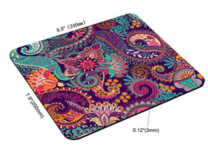 Colorful Ethnic Paisley Mouse Pad, Boho Style Mandala with Stylized Flowers Pattern Customized Non-Slip Rubber Base Mousepads, Computer Mouse Pads for Wireless Mouse 9.5×7.9×0.12 inches - color: TSP153