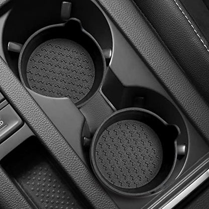 4 Pack Silicone Car Cup Holder Coasters, Universal Removable Vehicle Cup Holder Coasters for Most Cars, Trucks (Black) - color: Black