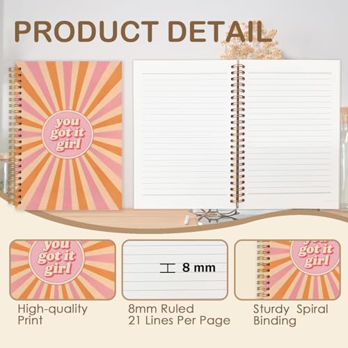 Inspirational Girl Spiral Journal Notebook 5.5x8.3in, Retro Boho Sunshine You Got It Girl Motivational Journal, Inspirational Gifts Notebooks for Women Note Taking, Hardcover Notebook - color: Boho-girl