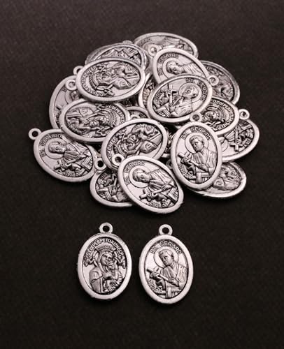 COTTVOTT Saint Therese of Lisieux/Saint Mother Teresa of Calcutta/Divine Mercy Jesus/Mater Dolorosa Patron Saint Medal Charm Pendant for DIY Rosary Necklace Bracelet Jewelry Making Part - color: 30pcs-Our Lady of Perpetual Help