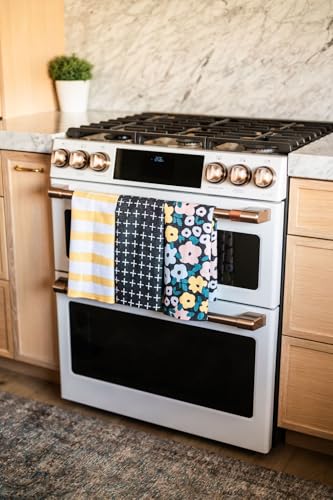 Kitchen Towels, Dish Towels for Kitchen, 3 Pc Kitchen Towel Set - color: Black Yellow