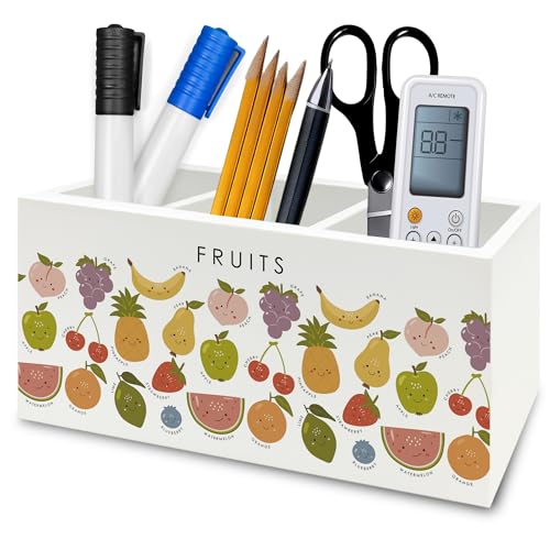 Boho Classroom Pen Pencil Holder Organizer for Desk, Fruits Educational Wooden Box Signs Decorations for Kids Boys Girls Room Bedroom Classroom Bedroom Desk Tabletop, Kids Room Decor - color: Color35