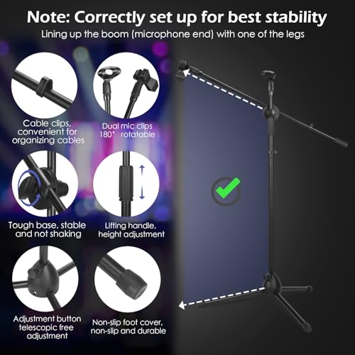 Sherr 2 Pcs Adjustable Microphone Mic Stands Bulk, Mic - style: Mic