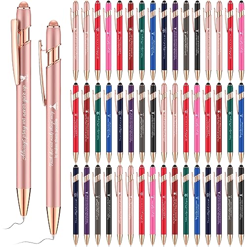 Chuangdi 48 Pcs Bible Verse Pens Bulk Black Ink Pens, Colorful - color: Colorful