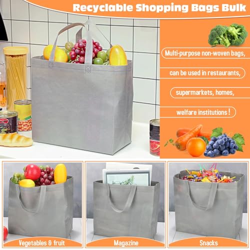 Windyun Reusable Grocery Bags Non Woven with Handles - color: Dark Gray