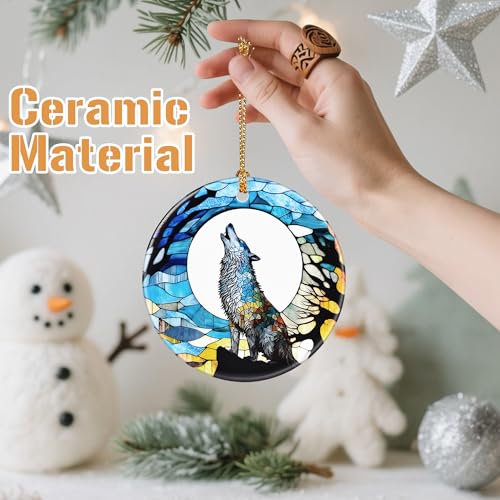 Wolf Christmas Decorations for Tree, Christmas Ornaments, Keepsake Ornaments, Holiday Decor, Xmas Gifts, Gifts for Wolf Lovers, Animal Lovers - color: Howling Wolf
