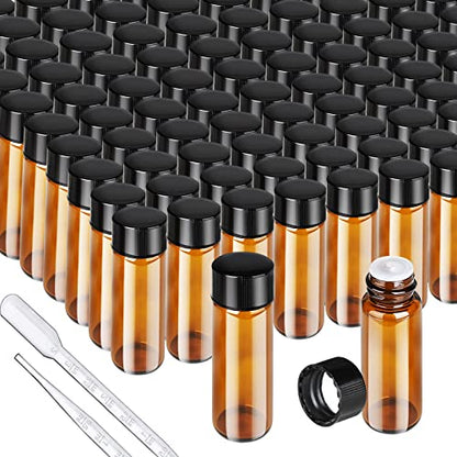 Teenitor 100pcs Essential Oil Bottles, 5ml Essential Oil Bottles Empty Glass Anointing Bottles, Small 5ml Oil Vial, Sample Bottles - size: 5ML