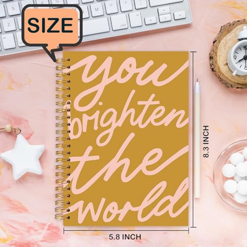 Inspirational Spiral Journal Notebook 5.5x8.3in, You Brighten the World,Positive Gifts for Women, Affirmation Journal for Women, Motivational Hardcover Notebook - color: Positive Affirmation