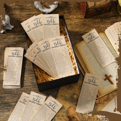 Motiskyy 100 Pcs Bible Emergency Numbers Bookmark Gift