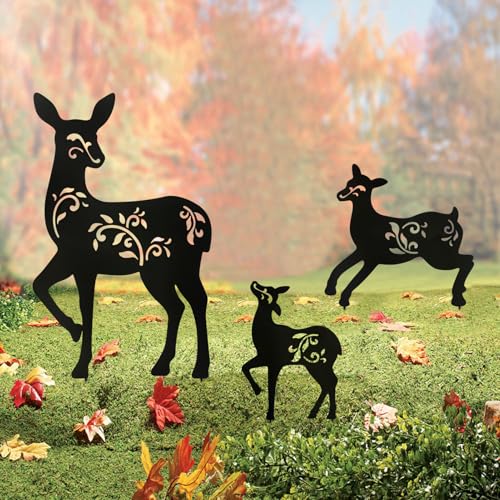 Outdoor Deer Garden Decor,Christmas Decorations Outdoor Metal Yard Stakes - color: Deer-black
