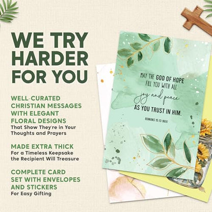 Decorably 24 Pack Gold Foil 4x6in Christian Thinking of You Cards