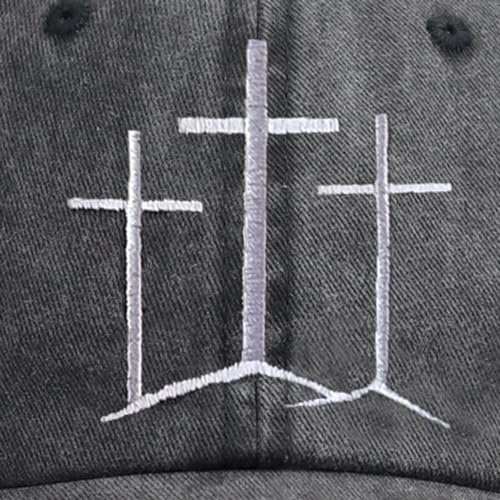 Jesus Hats for Men Women, Religious Gifts for Women Men, Adjustable Embroidered Cotton Christian Baseball Cap - color: Black