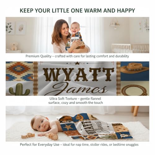 Personalized Cowboy Baby Blanket, Custom Western Baby Blanket - color: Brown #12
