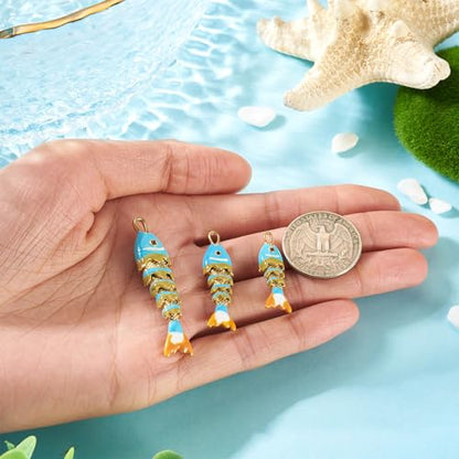 Craftdady Enamel Koi Fish Charms Long-Lasting Plated CZ Sea Ocean Life Animals Pendants 18K Gold Plated Goldfish Charms for Jewelry Making Bracelets Earrings - color: Light Sky Blue