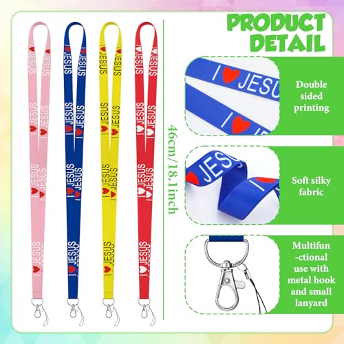 Motipuns 24 Pcs Christian Lanyard Bulk for ID Badge Christian Gifts - style: Jesus