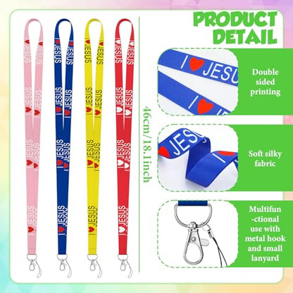 Motipuns 24 Pcs Christian Lanyard Bulk for ID Badge Christian Gifts - style: Jesus