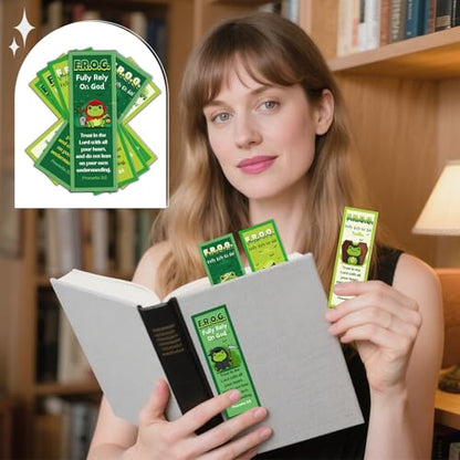 Fully Rely on God Frog Bookmarks - Cosmisun 200 Pcs Halloween Bookmark Paper Christian Bible Verse Book Marks Page Marker Church Gifts for Women Men Sunday School Book Lovers VBS Party Rewards - color: Halloween Frog