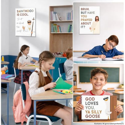 Framed Inspirational Christian Kids Wall Art for Classroom - color: Nursery