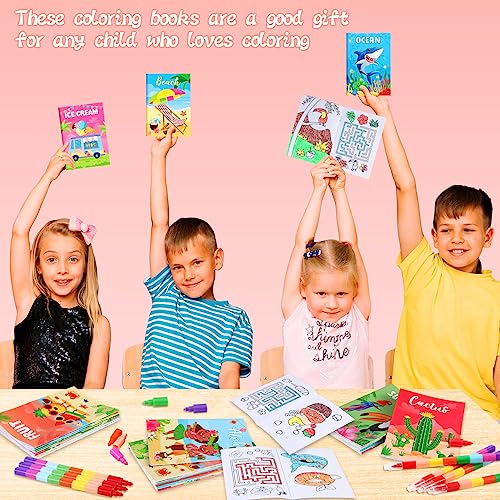 BenLouis 24 Summer Mini Coloring Books with 24 Crayons for Kids Bulk - style: Summer