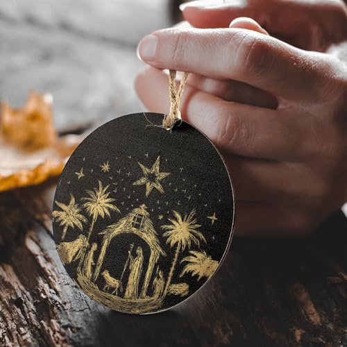 Thyle 8 Pcs Nativity Ornaments for Christmas Tree, 2.8" Wooden Religious