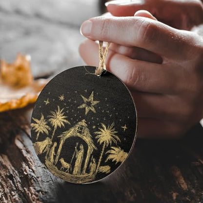 Thyle 8 Pcs Nativity Ornaments for Christmas Tree, 2.8" Wooden Religious