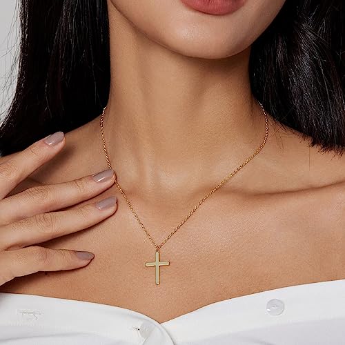 Zeffy Cross Necklace for Women,18K Gold/Silver Plated Tiny Cubic Zirconia Cross Pendant Necklace for Women Simple Layered Cross Necklaces for Women - color: Gold Classic Cross