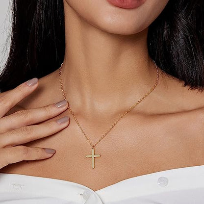 Zeffy Cross Necklace for Women,18K Gold/Silver Plated Tiny Cubic Zirconia Cross Pendant Necklace for Women Simple Layered Cross Necklaces for Women - color: Gold Classic Cross