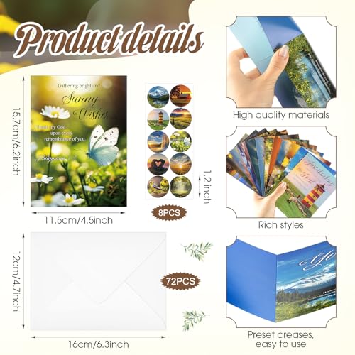 Motiskyy 72 Pack Religious Thinking of You Cards with Envelopes, Classic - style: Classic